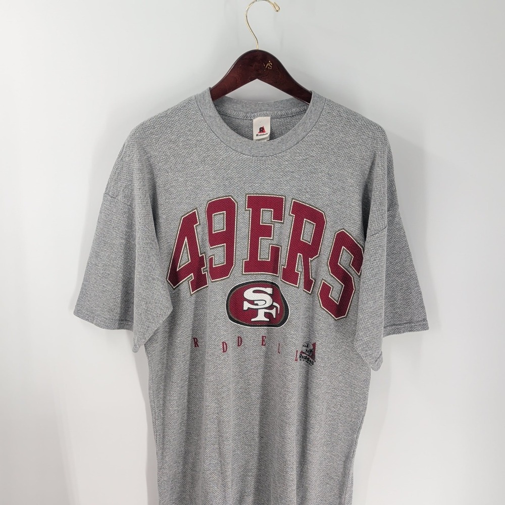 VTG 90s San Francisco‎ 49ers Football Riddell Mens Gray Graphic T-Shirt Sz M